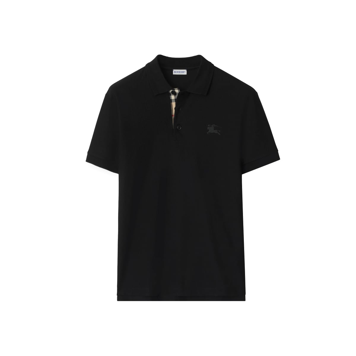 Cotton Polo Shirt with EKD Logo Chest Black