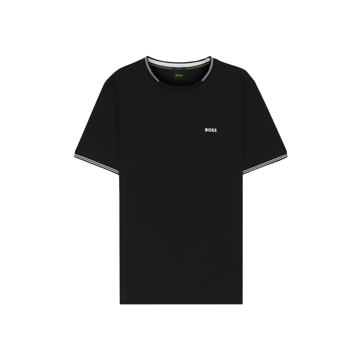 Taul Stretch-Cotton T-Shirt with Stripes White Logo Black