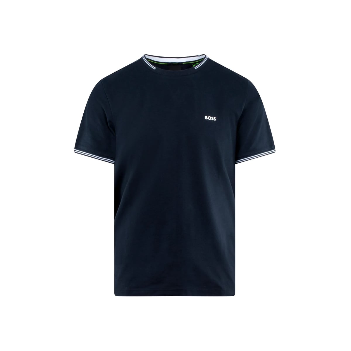 Taul Stretch-Cotton T-Shirt with Stripes White Logo Dark Blue