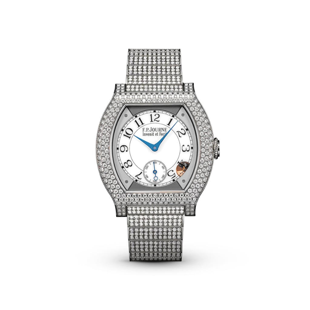Élégante 40 mm Titanium with 12 Rows of Diamonds and Set Bracelet-F.P.Journe