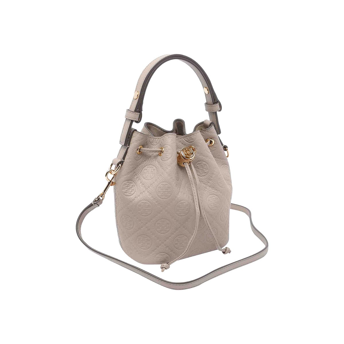 T Monogram Pebble Mini Bucket Bag Light Sand