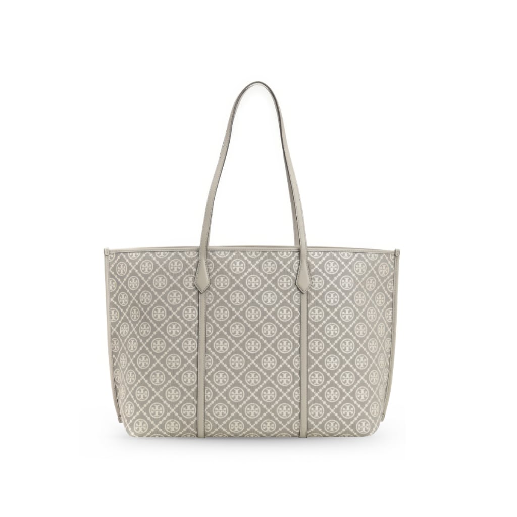 Perry T Monogram Tote Bag Light Grey