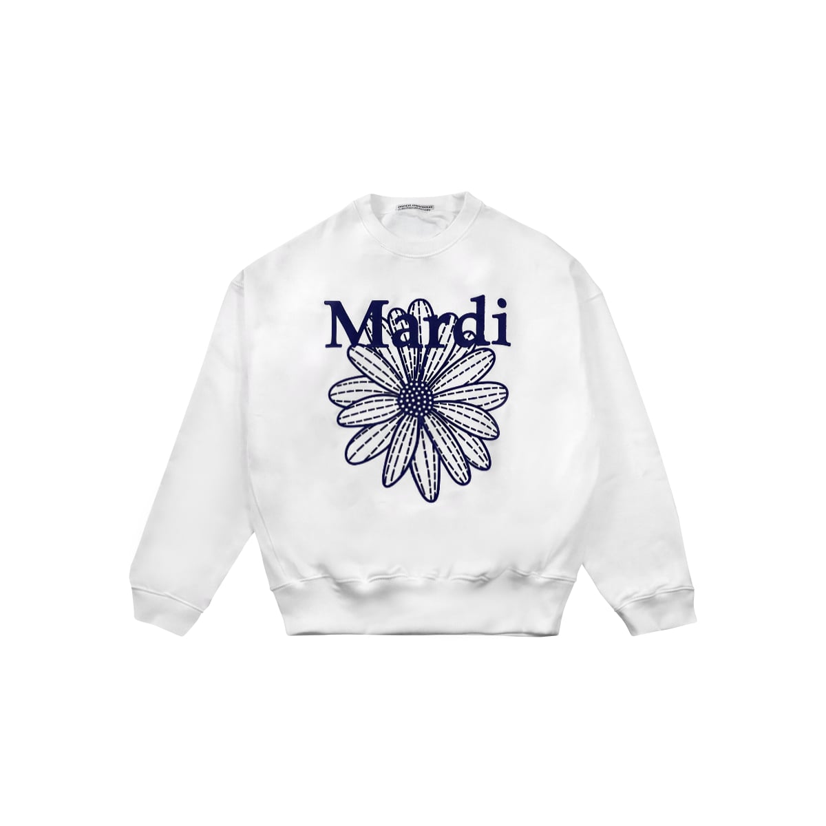 Mardi Mercredi Sweatshirt Flower Needle Work White Navy Original