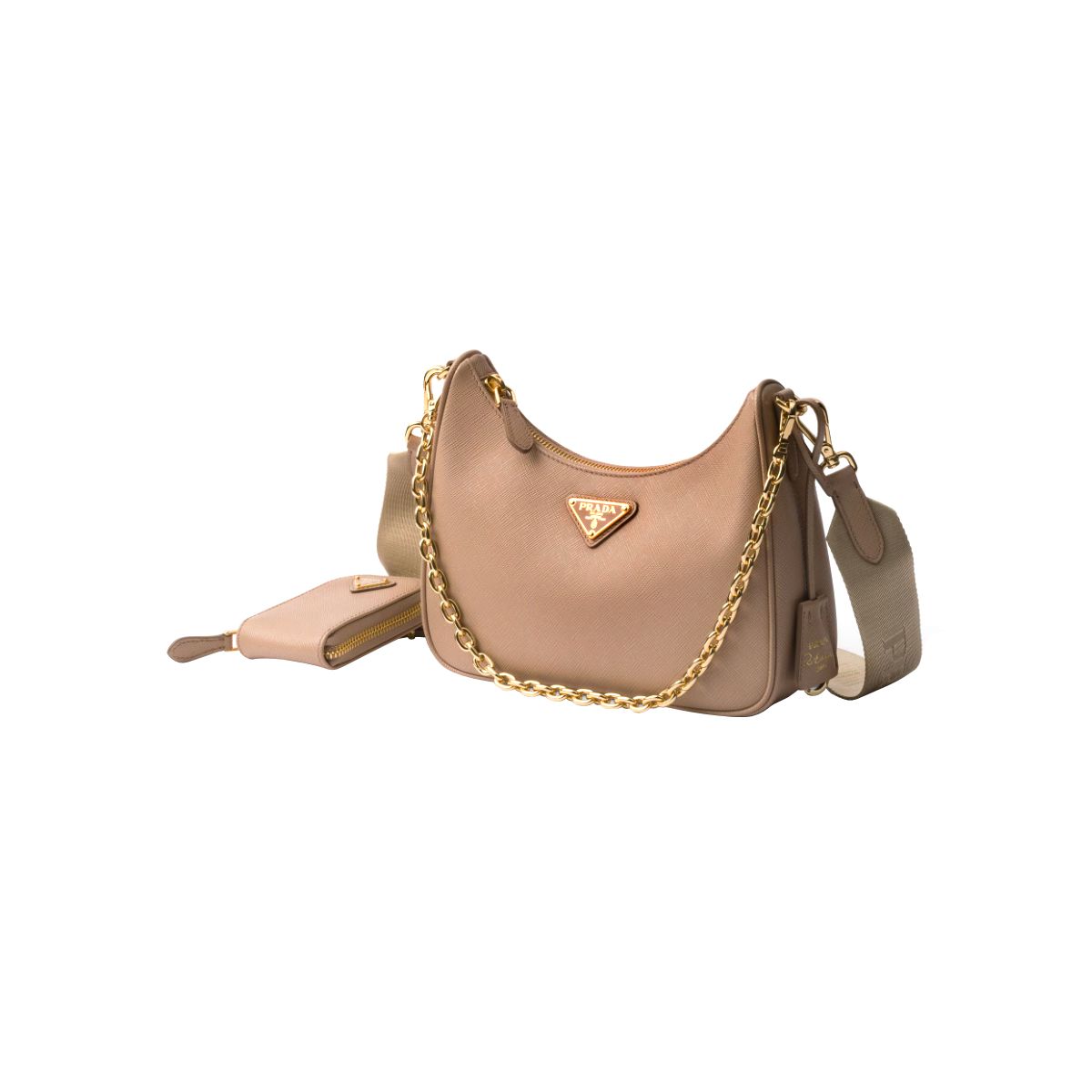 Re-Edition 2005 Saffiano Leather Shoulder Bag Cameo Beige