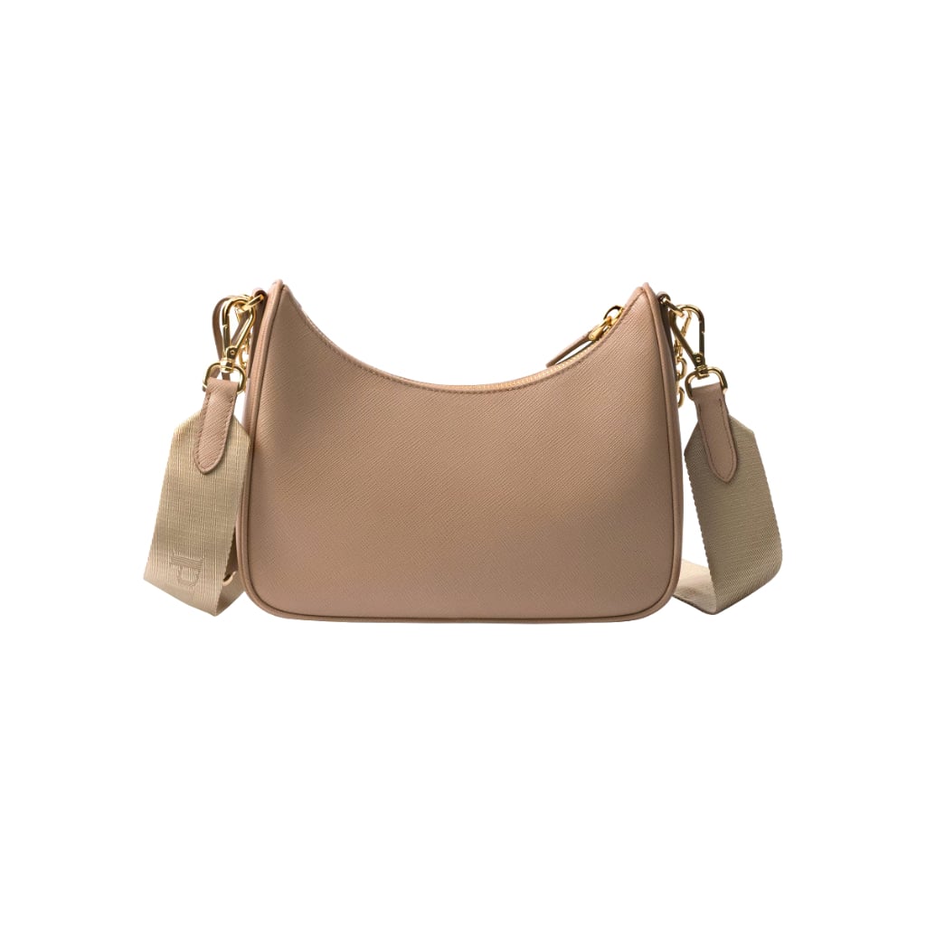 Re-Edition 2005 Saffiano Leather Shoulder Bag Cameo Beige