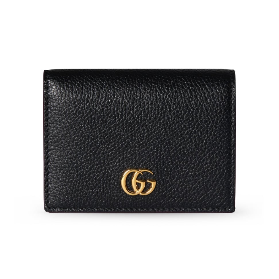 GG Marmont Bi-color Small Wallet Black and Rosso Ancora Red GHW