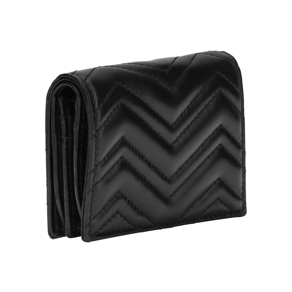 GG Marmont Matelassé Card Case Wallet Black GHW