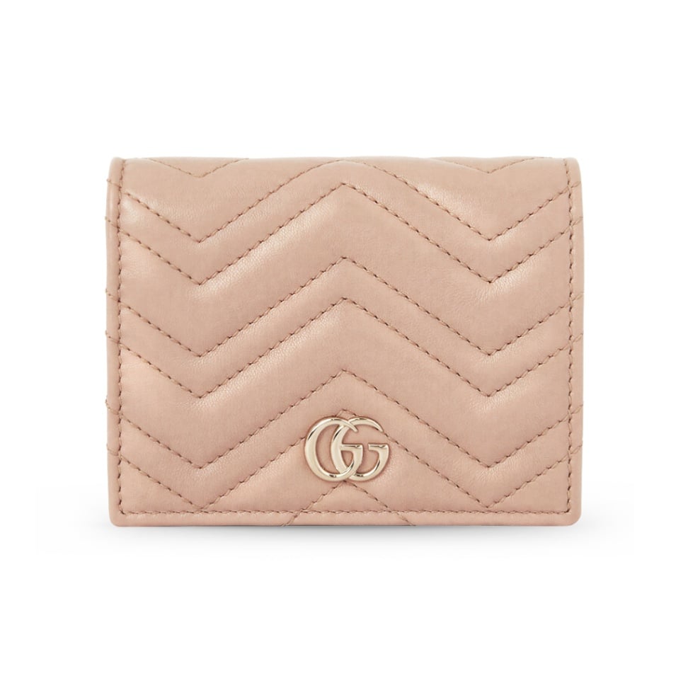 GG Marmont Matelassé Card Case Wallet Pink Beige LGHW