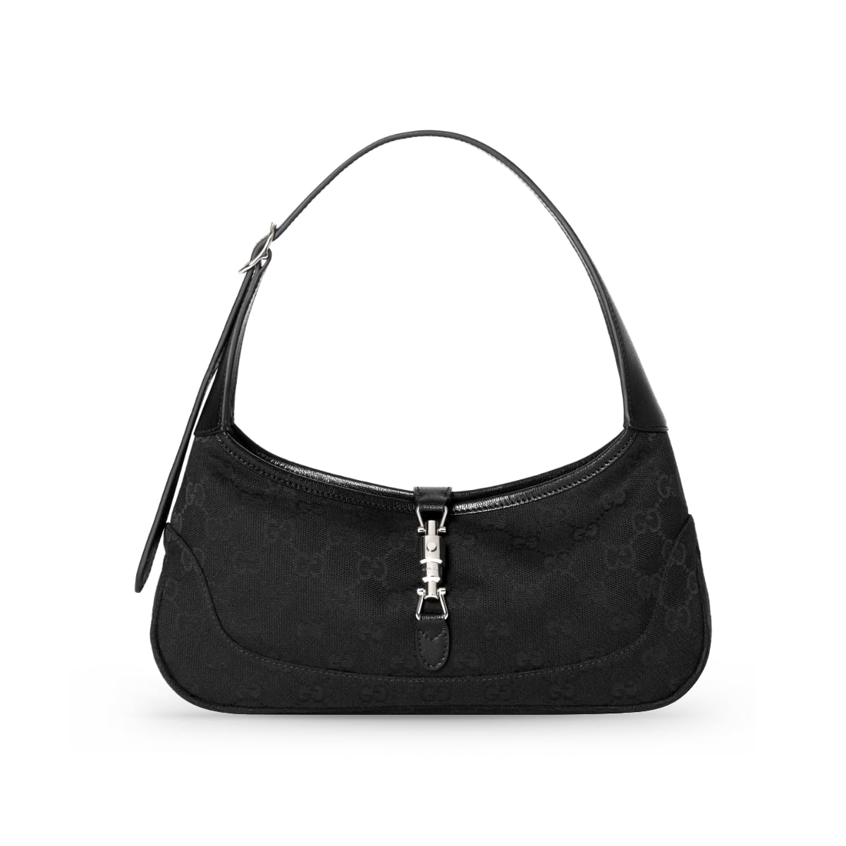 Jackie Slim Medium Shoulder Bag GG Canvas Black SHW