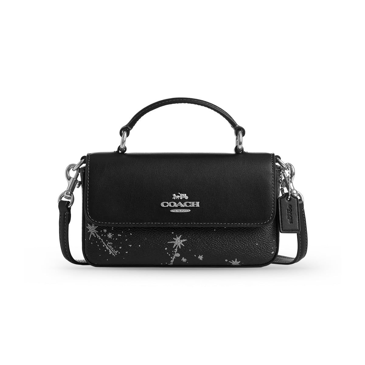 Coach Mini Josie Top Handle Bag with Star Print Silver/Black Multi