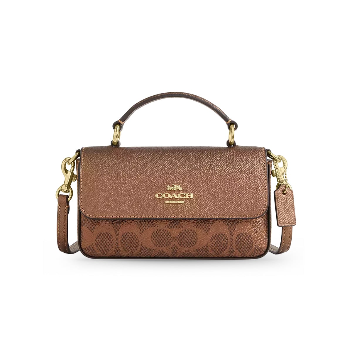 coachあり Coach Mini Josie Top Handle Bag In Signature Canvas Brown/Copper
