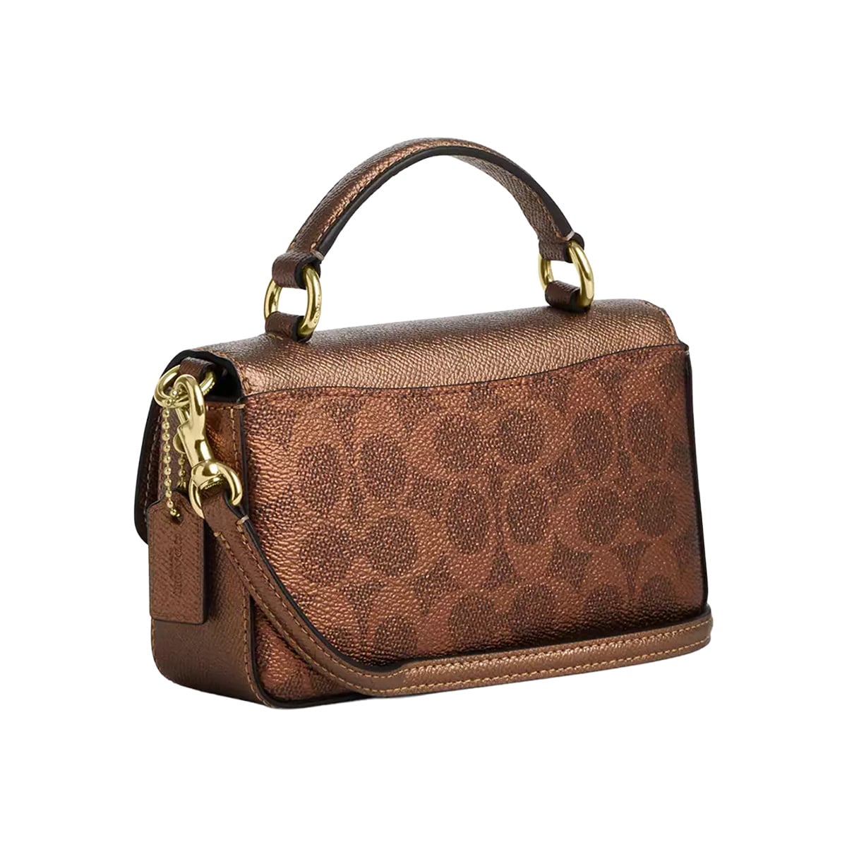 Coach Mini Josie Top Handle Bag In Signature Canvas Brown/Copper