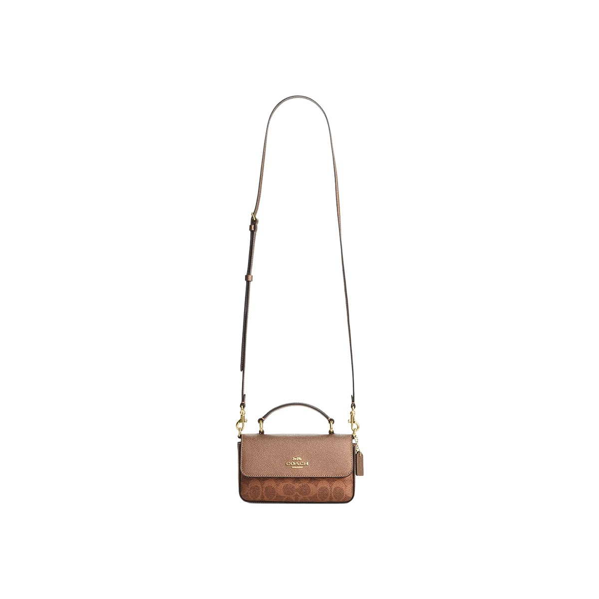 Coach Mini Josie Top Handle Bag In Signature Canvas Brown/Copper