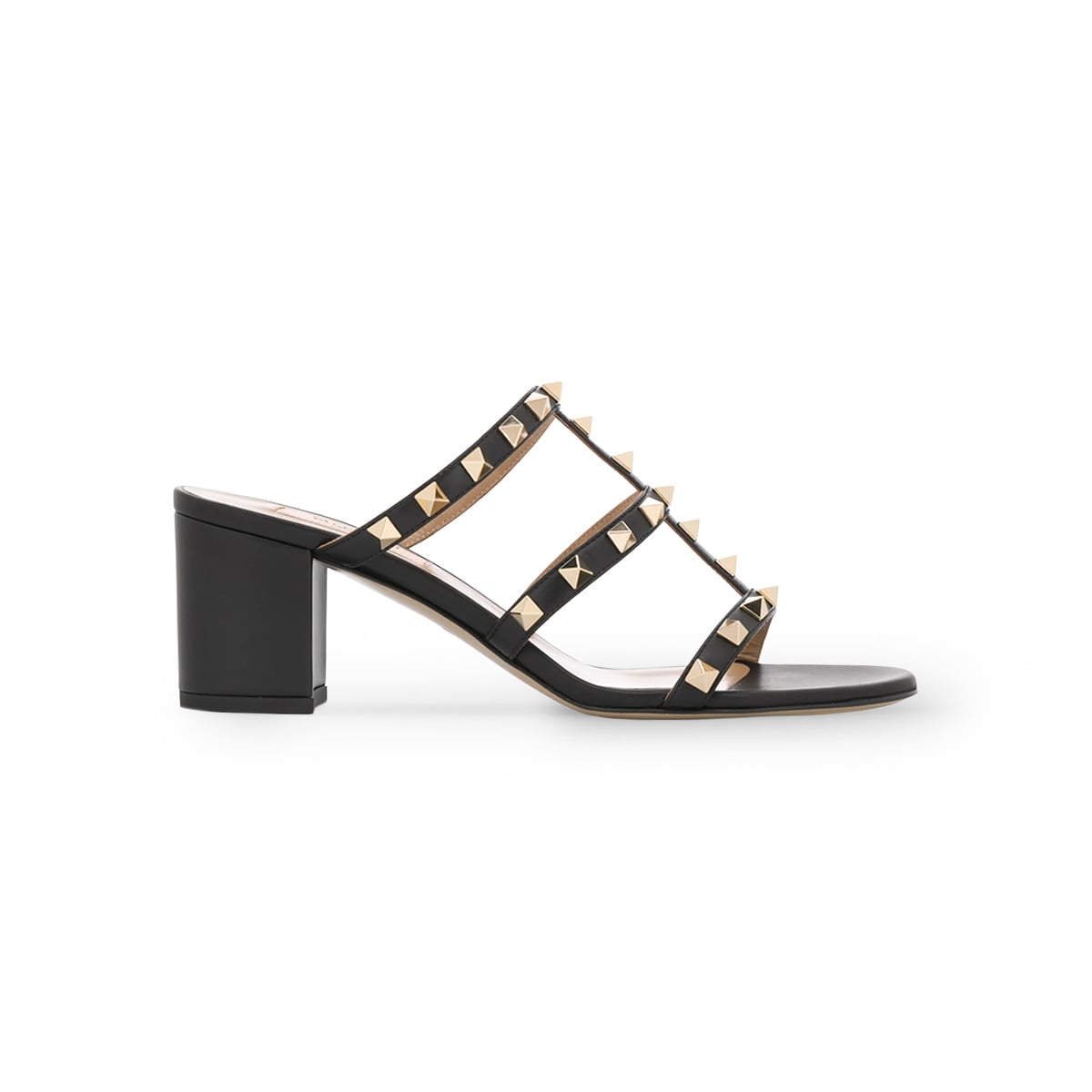 Rockstud Heels Sandal 60mm Calfskin Leather Black