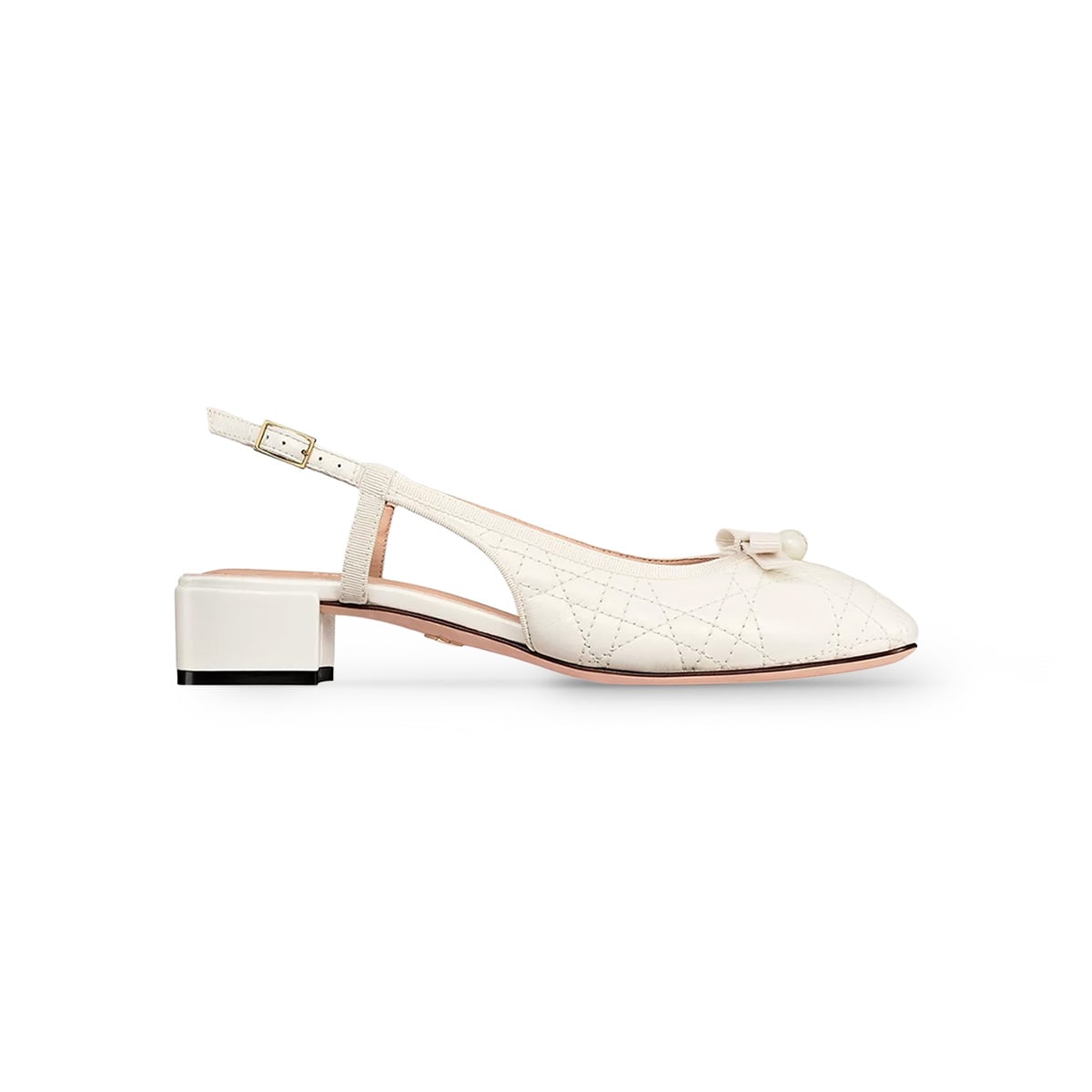 Ballet Slingback Pump 30 mm Pearlescent Cannage Lambskin White