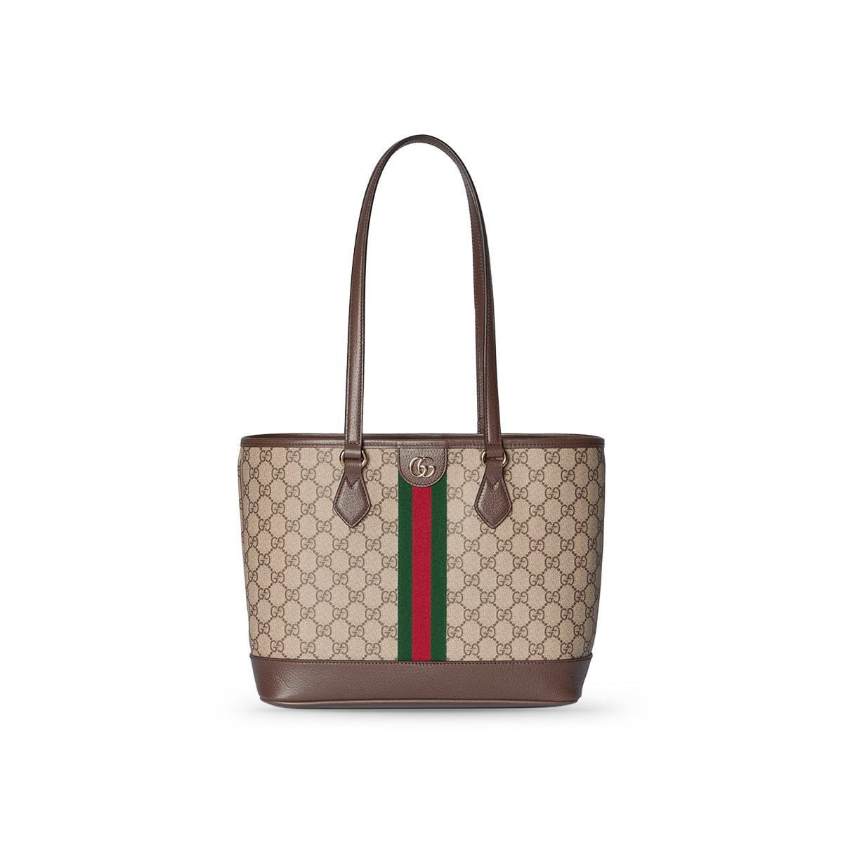 GG Ophidia Medium Monogram Tote Bag Beige and Dark Brown LGHW