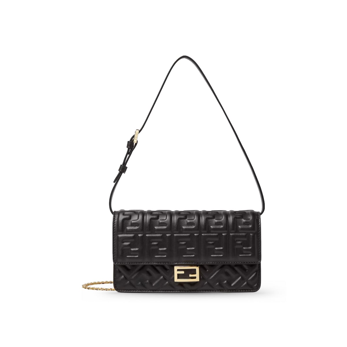 Wallet On Chain Baguette FF Nappa Leather Black GHW