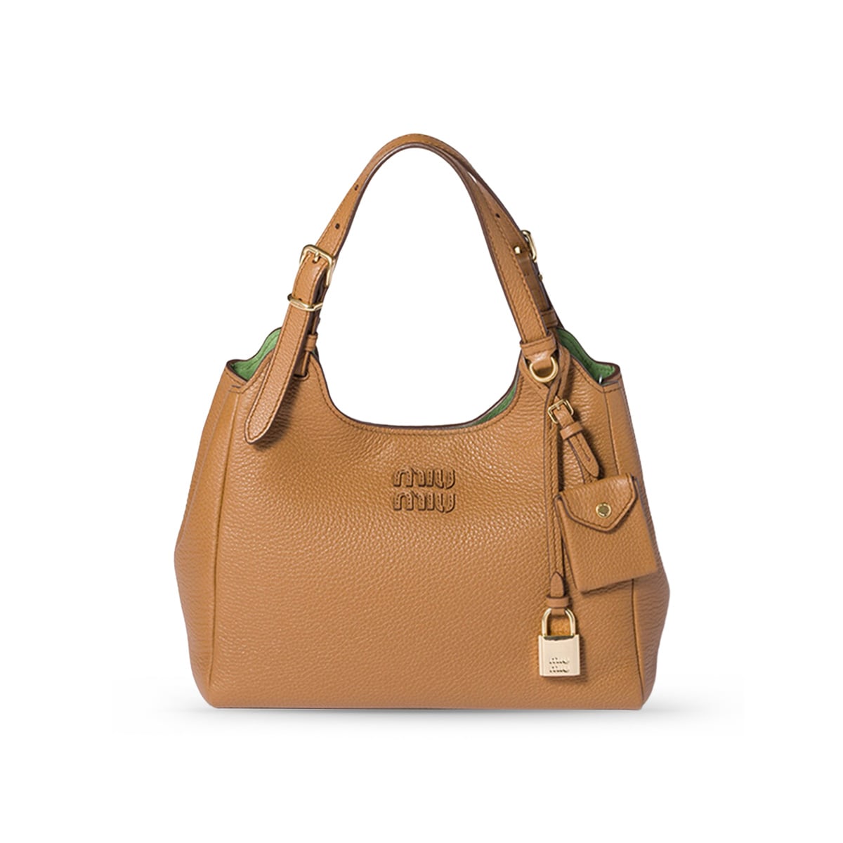 Calfskin Leather Bag Caramel/Larch Green