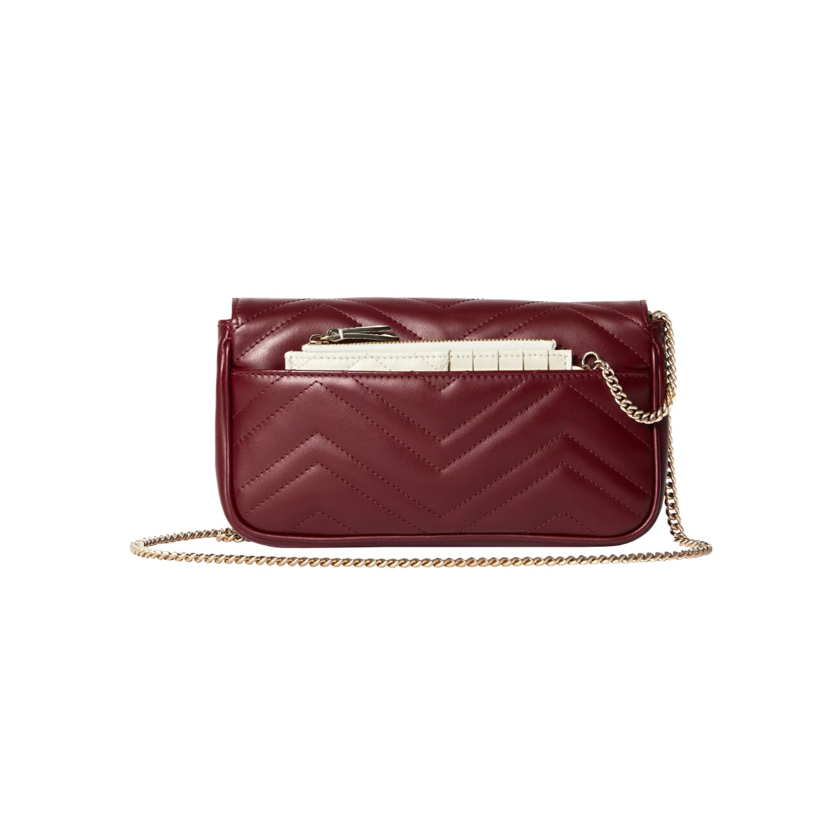 GG Marmont Small Shoulder Bag with Card Case Chevron Rosso Ancora Red LGHW