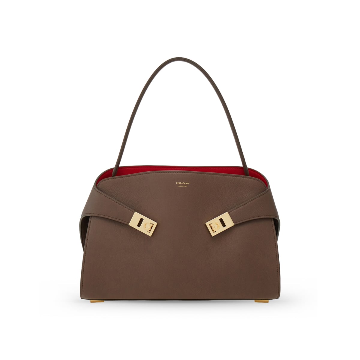Hug Medium Soft Bicolor Shoulder Bag Clay/Flame Red