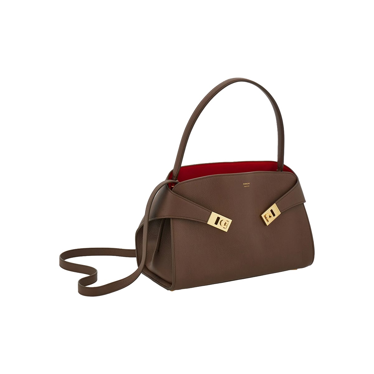 Hug Medium Soft Bicolor Shoulder Bag Clay/Flame Red