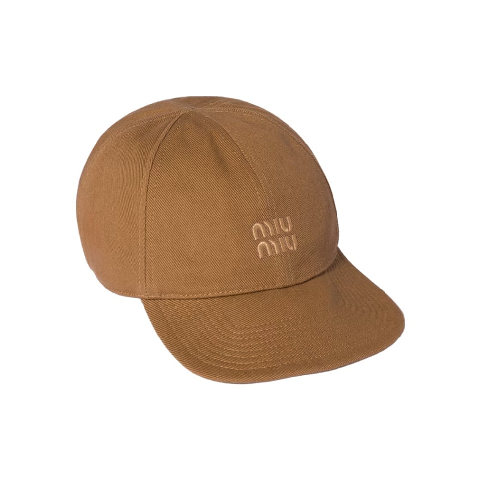 Drill Baseball Cap Embroidered Logo Cotton Cork Beige