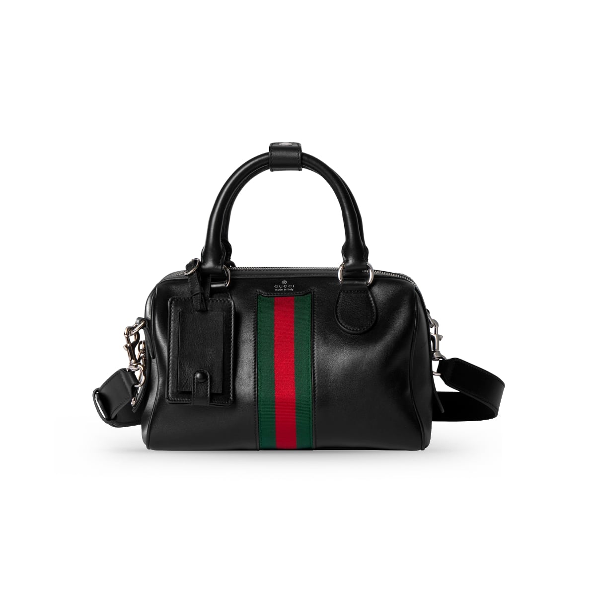 Web Trademark Small Duffle Bag Leather Black SHW