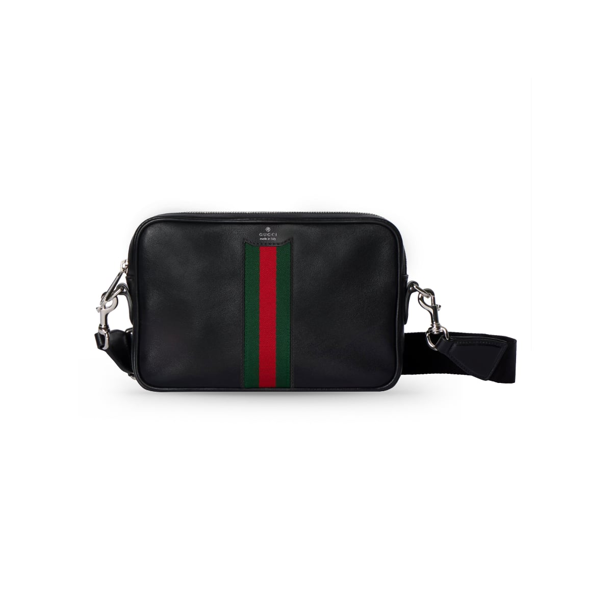 Web Trademark Small Crossbody Bag Leather Black SHW