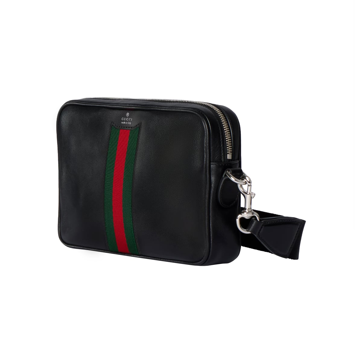 Web Trademark Small Crossbody Bag Leather Black SHW