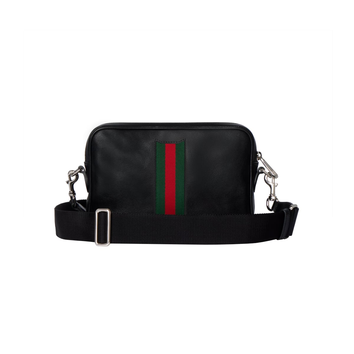Web Trademark Small Crossbody Bag Leather Black SHW