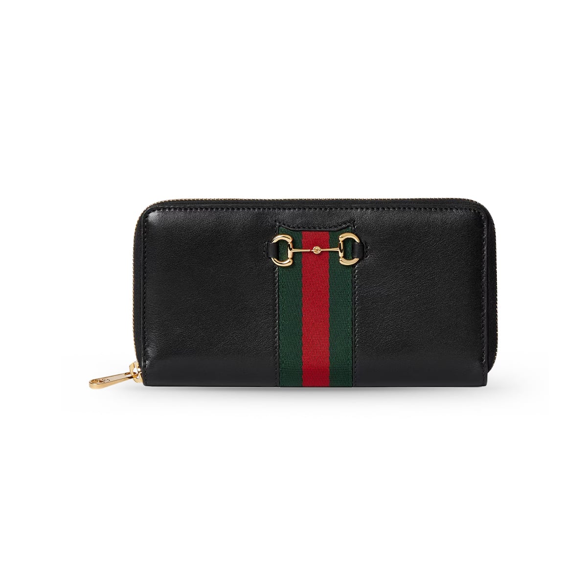 Horsebit Web Zip Around Wallet Black GHW