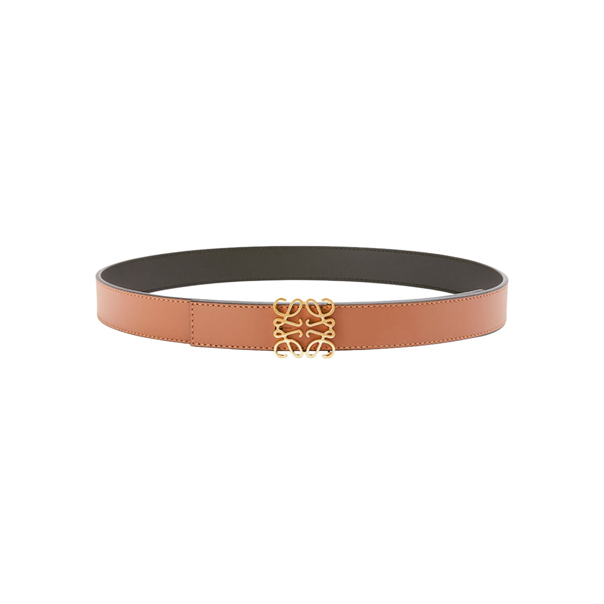 Reversible Anagram Cube Belt Smooth Calfskin Tan/ Black/ Gold GHW