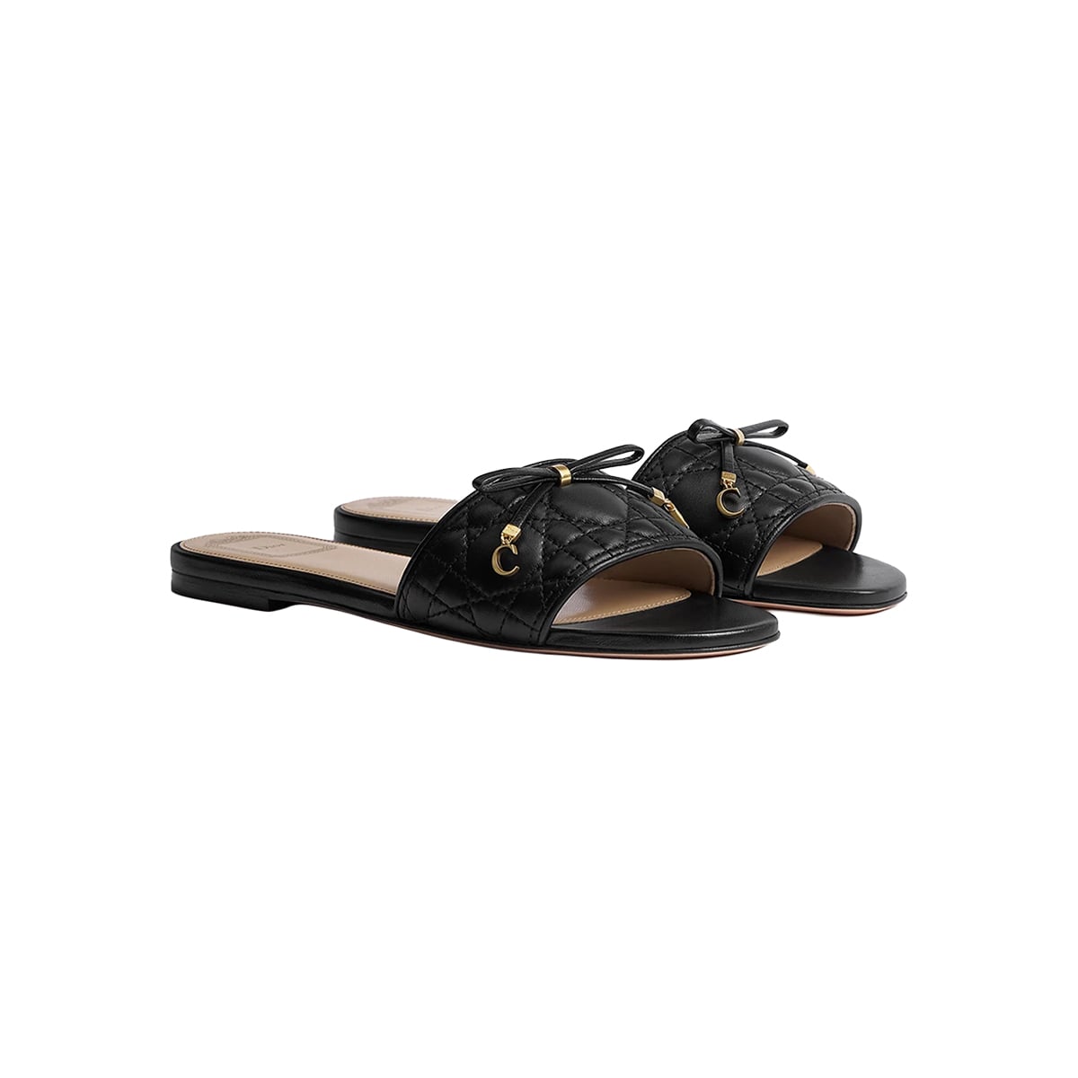 D Cannage Slide Quilted Cannage Lambskin Black
