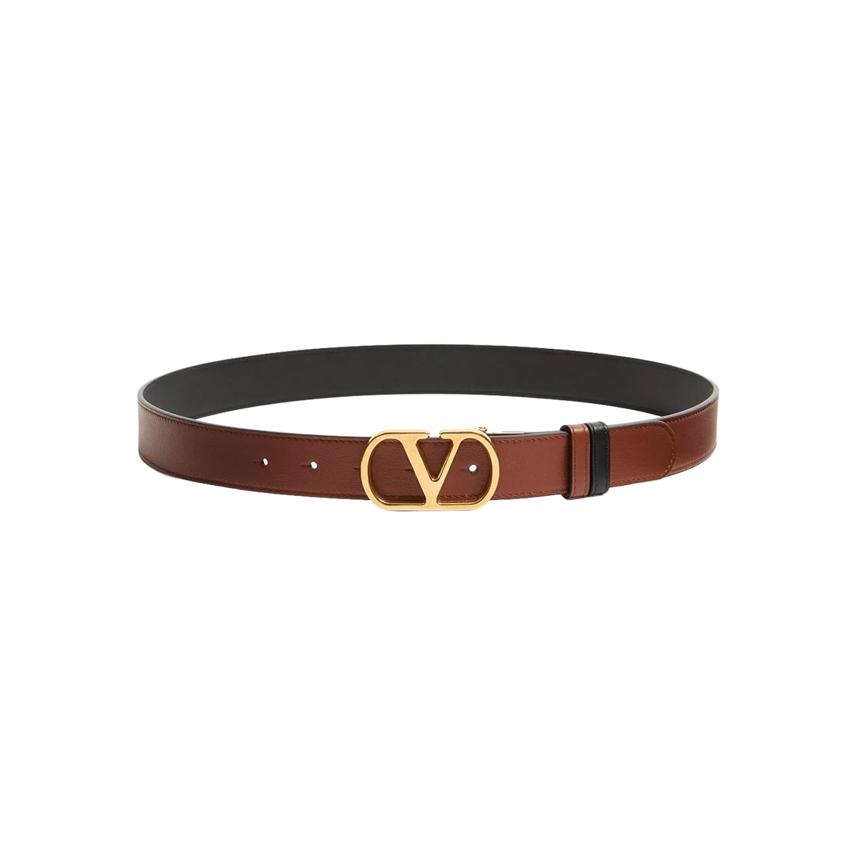 VLogo Signature 30mm Reversible Shiny Calfskin Belt Black/Deep Caramel