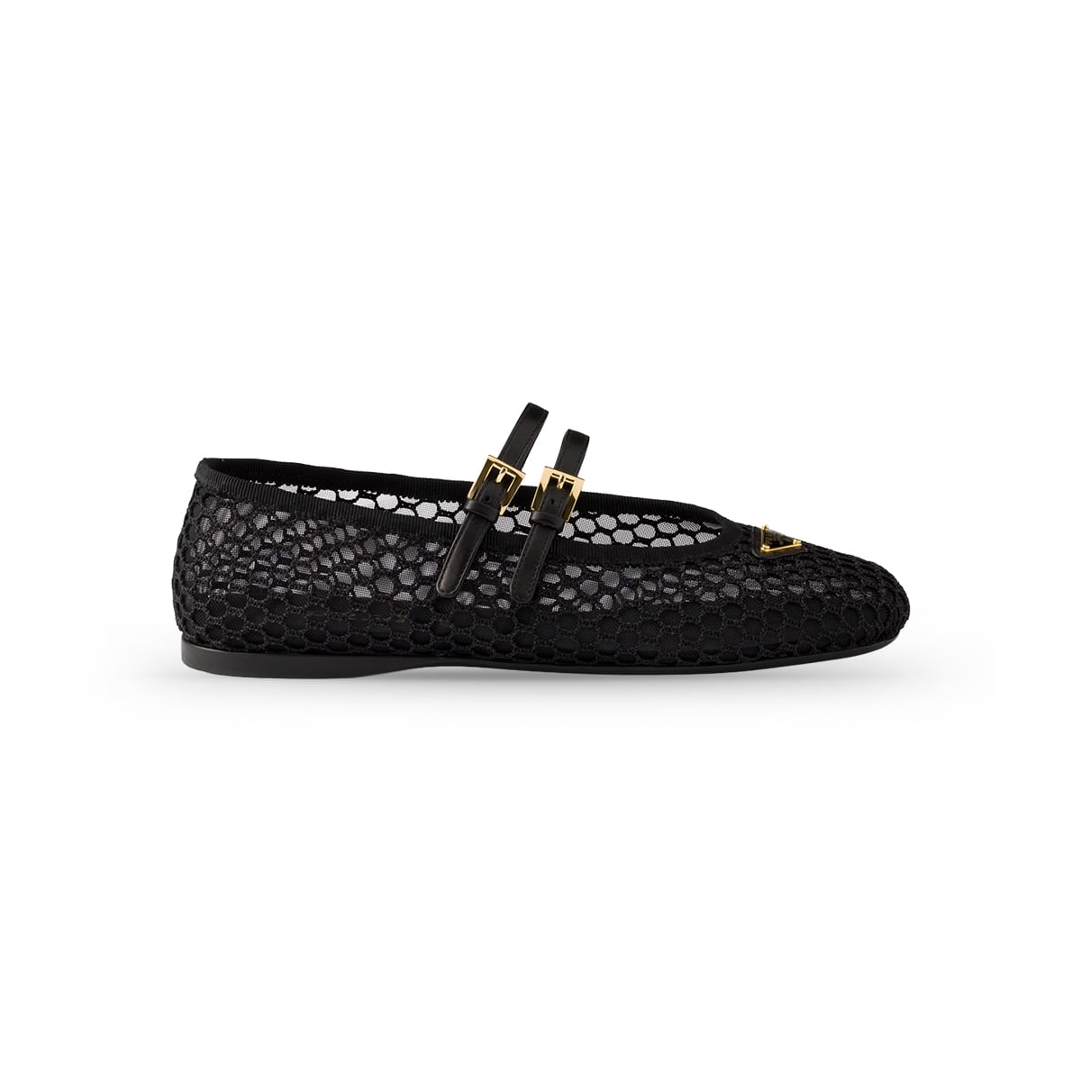 Mesh Fabric Ballerinas Black