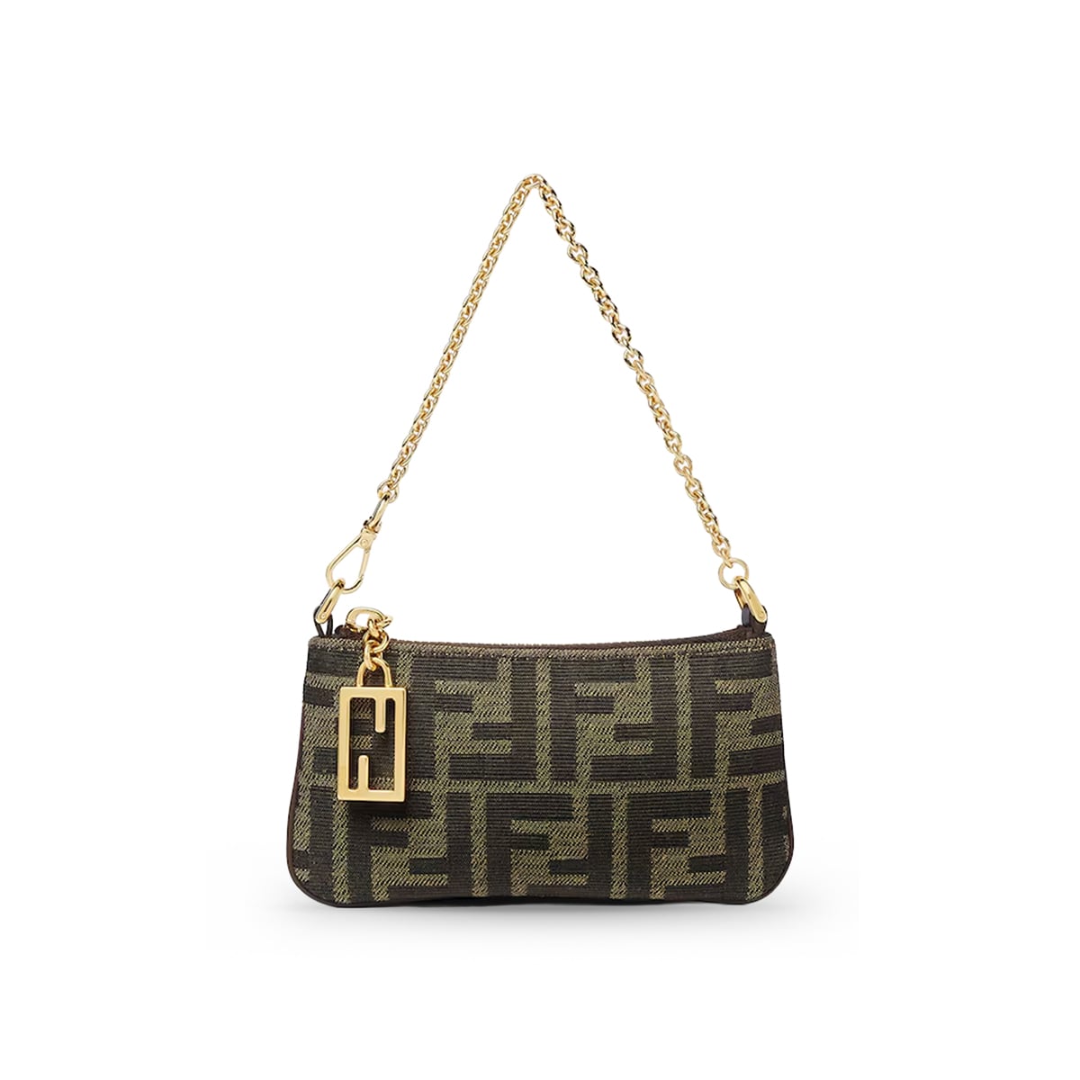 Baguette Pouch Mini FF Facquard Fabric Tobacco Brown