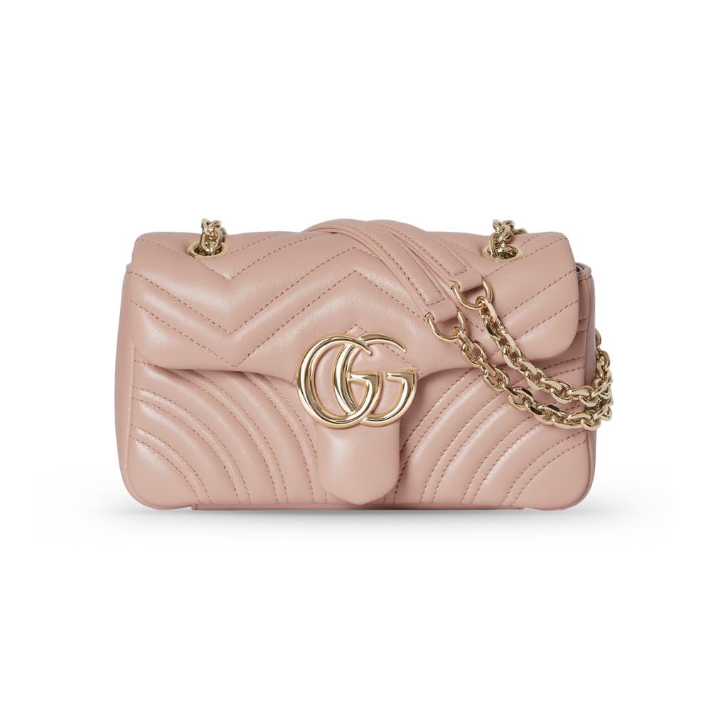 GG Marmont Small Shoulder Bag Chevron Pink Beige LGHW