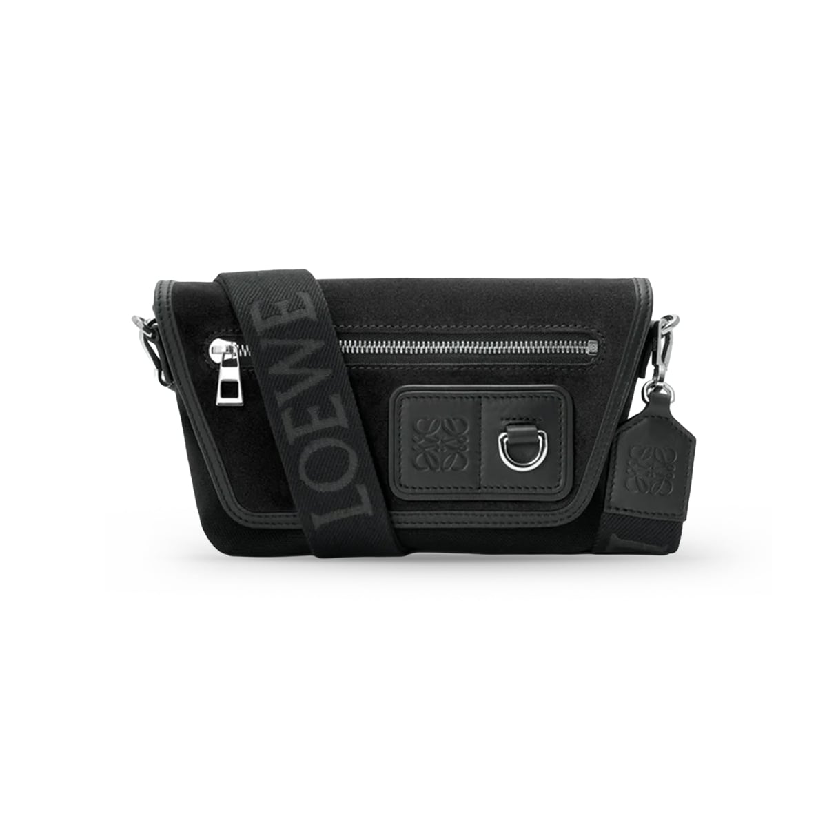 Flex Mini Messenger Bag Canvas Suede Black