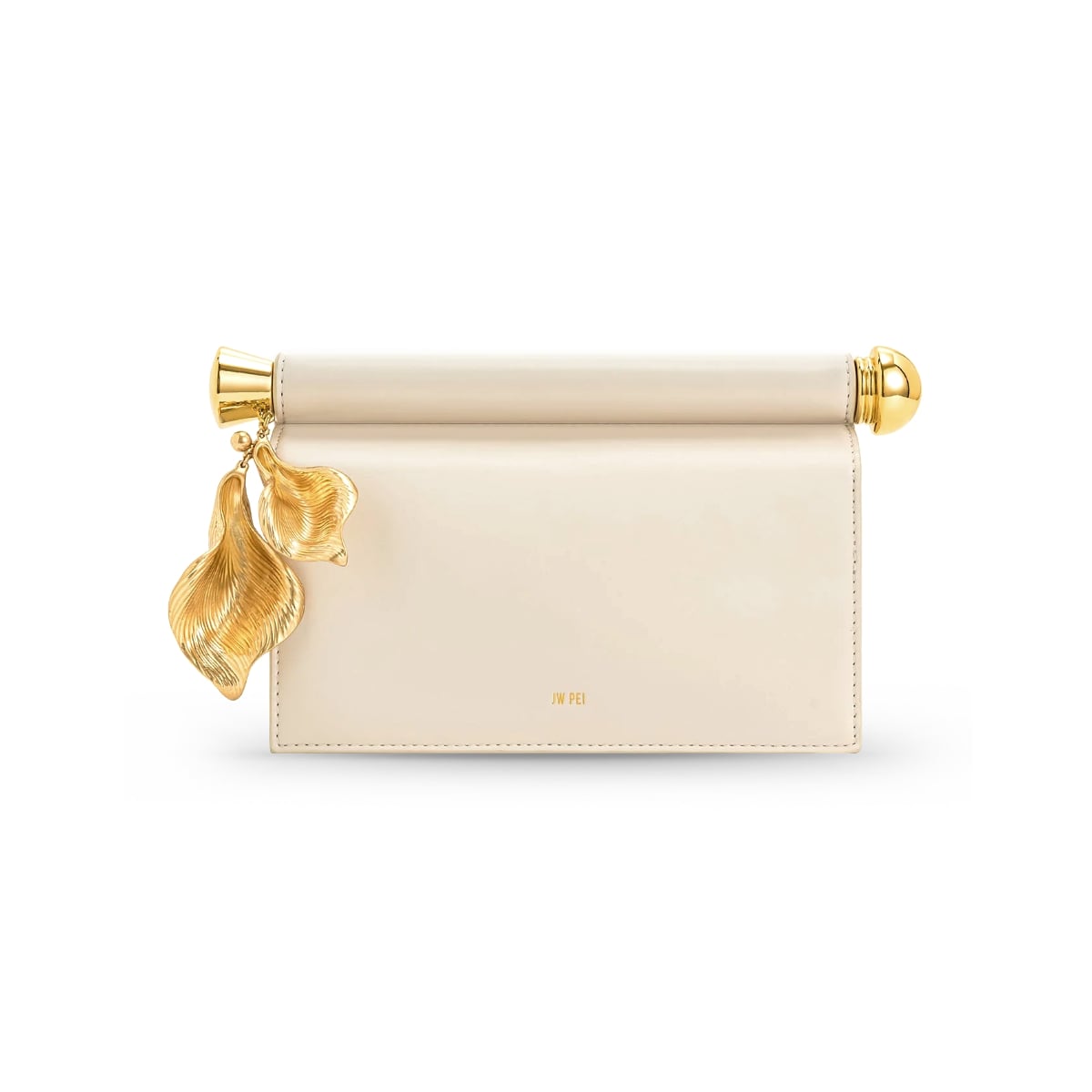Holly Metal Pendant Embellished Clutch White GHW