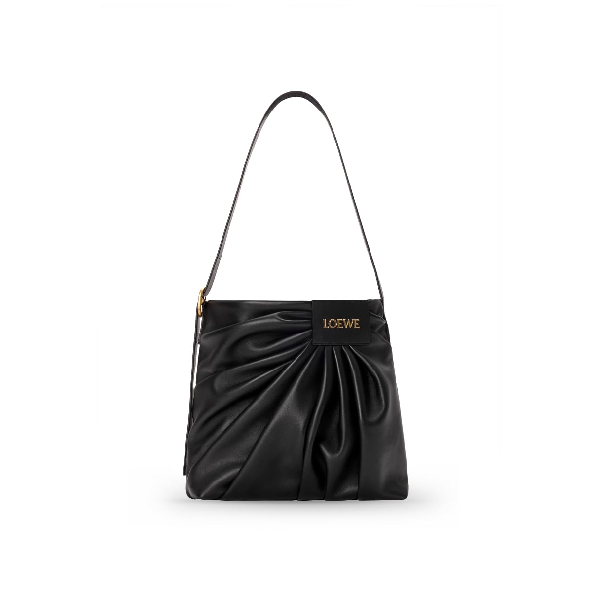 Draped Tote Mellow Shoulder Bag Nappa Lambskin Black GHW