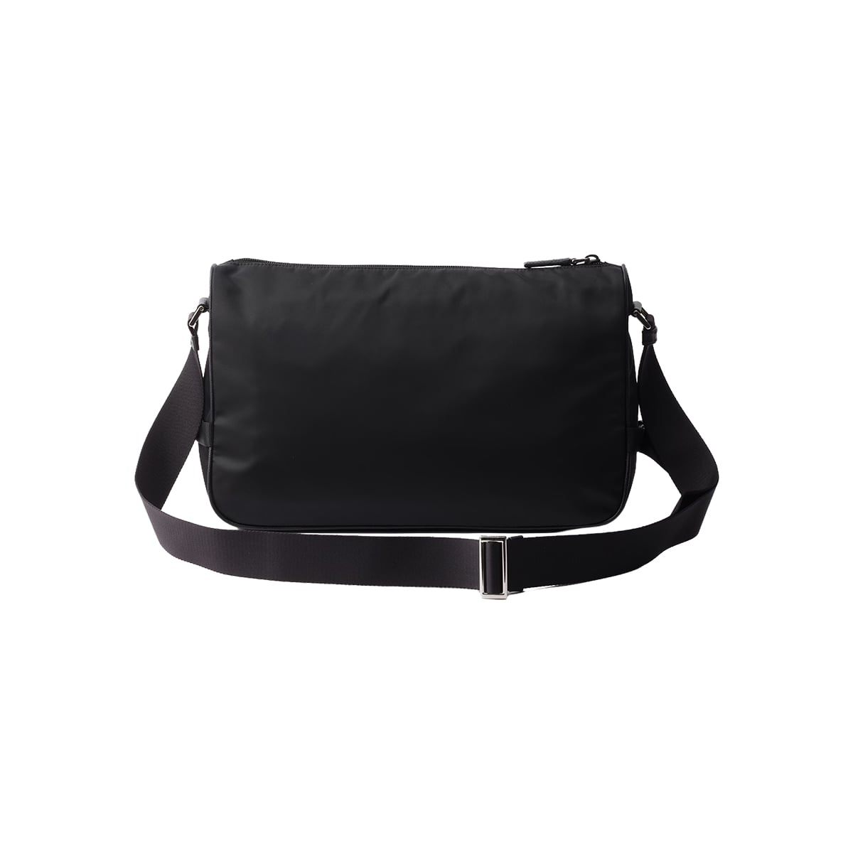 Large Re-Nylon and Saffiano Triangle Logo Leather Shoulder Bag Black