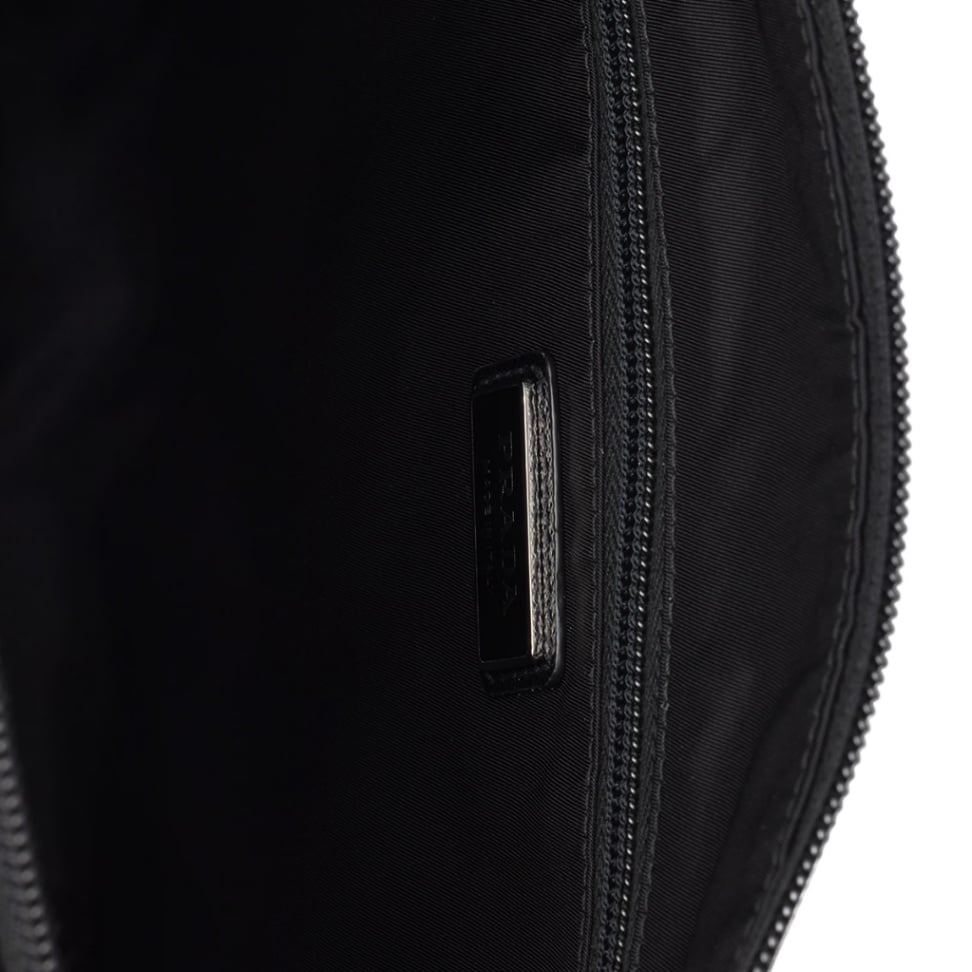 Large Re-Nylon and Saffiano Triangle Logo Leather Shoulder Bag Black