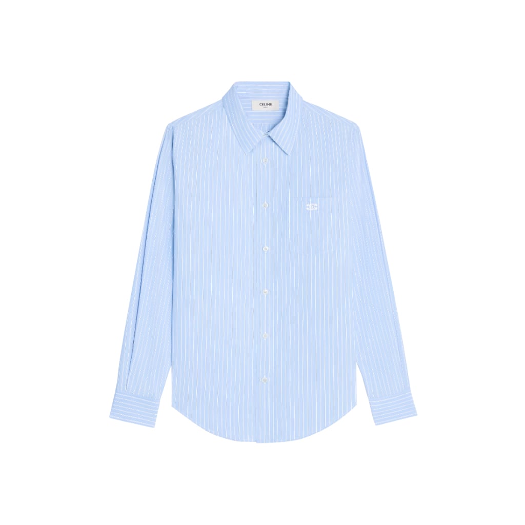 Loose Shirt Striped Poplin Light Blue