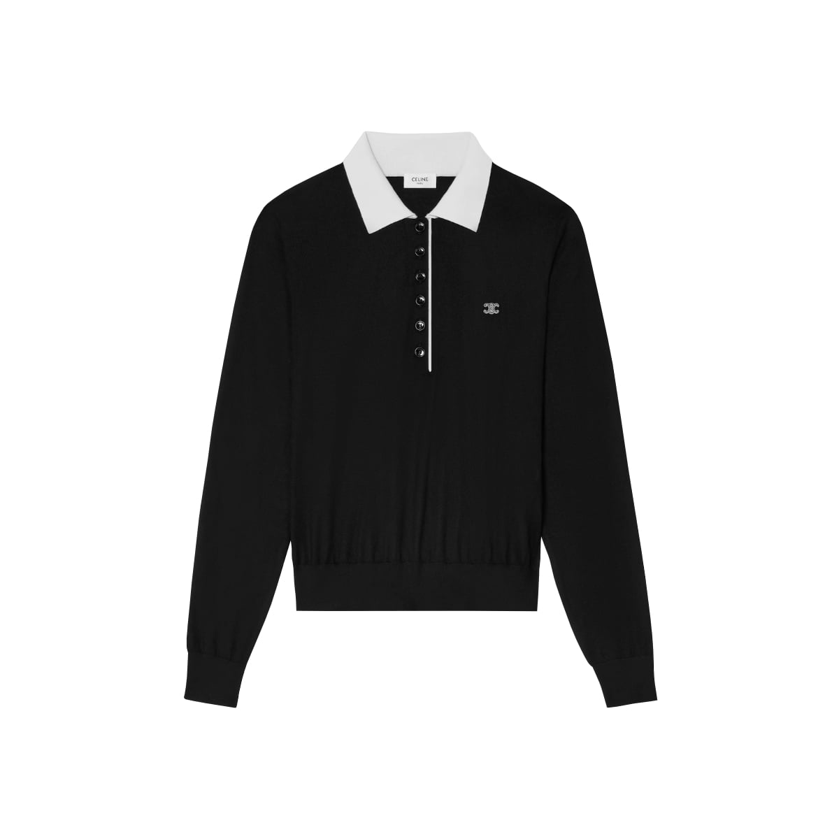 Polo Sweater Cashmere Silk Black/White