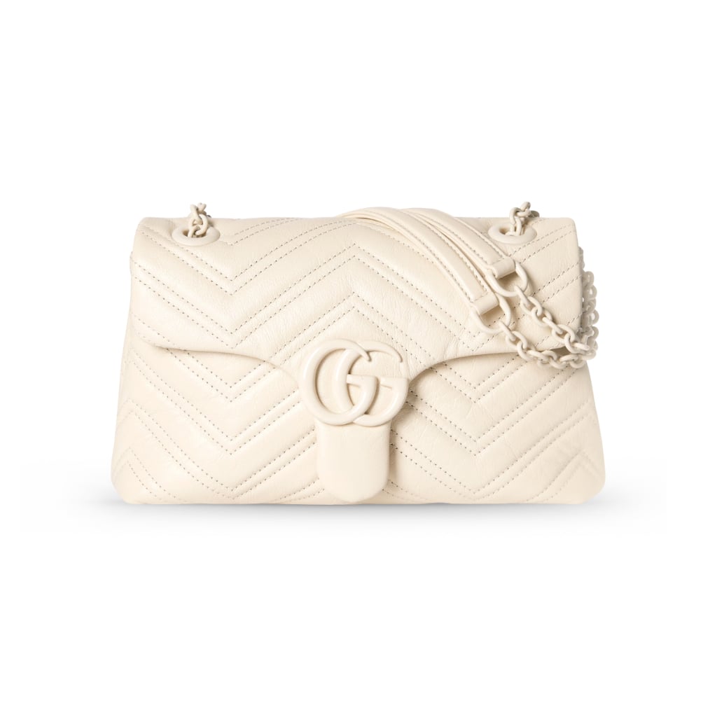 GG Marmont Small Shoulder Bag Nappa Leather Ivory