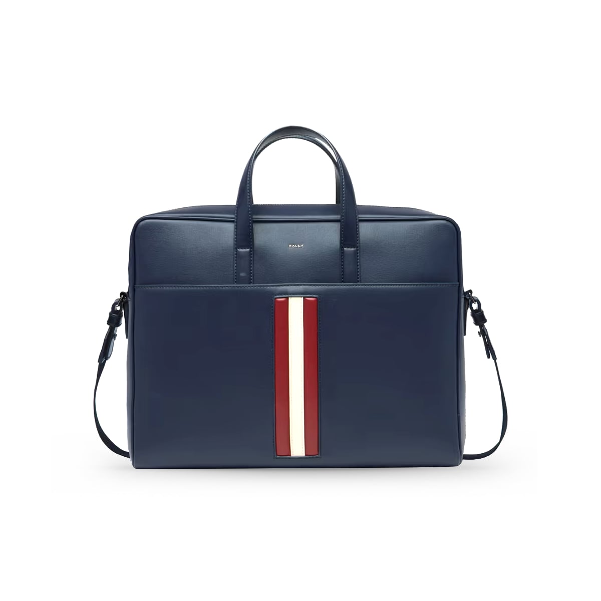 Bally Logo Crossbody Bag Stripe Red/White Canvas Black Original