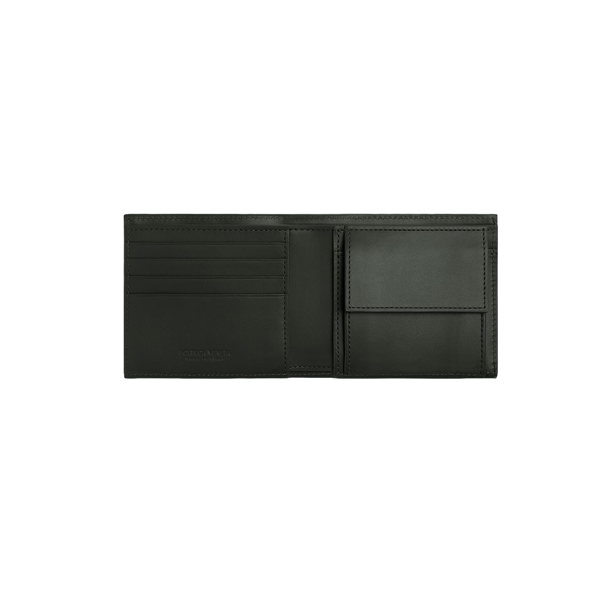 Intrecciato Bi-Fold Wallet Coin Purse Dark Green