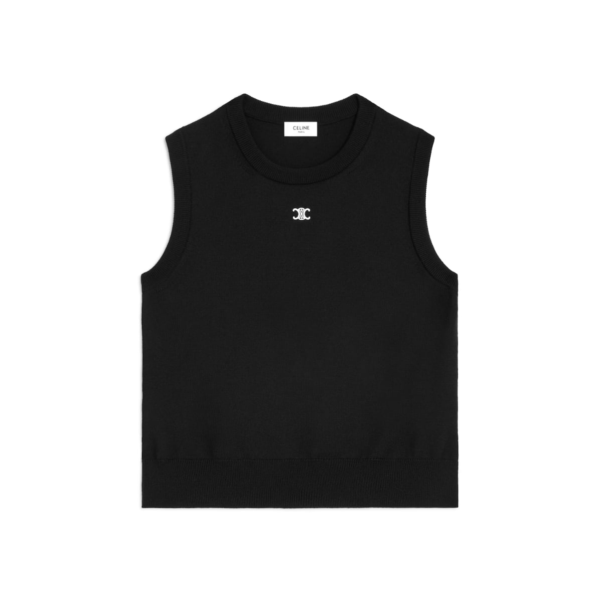 Triomphe Patch Tank Top in Classic Fine Wool Black