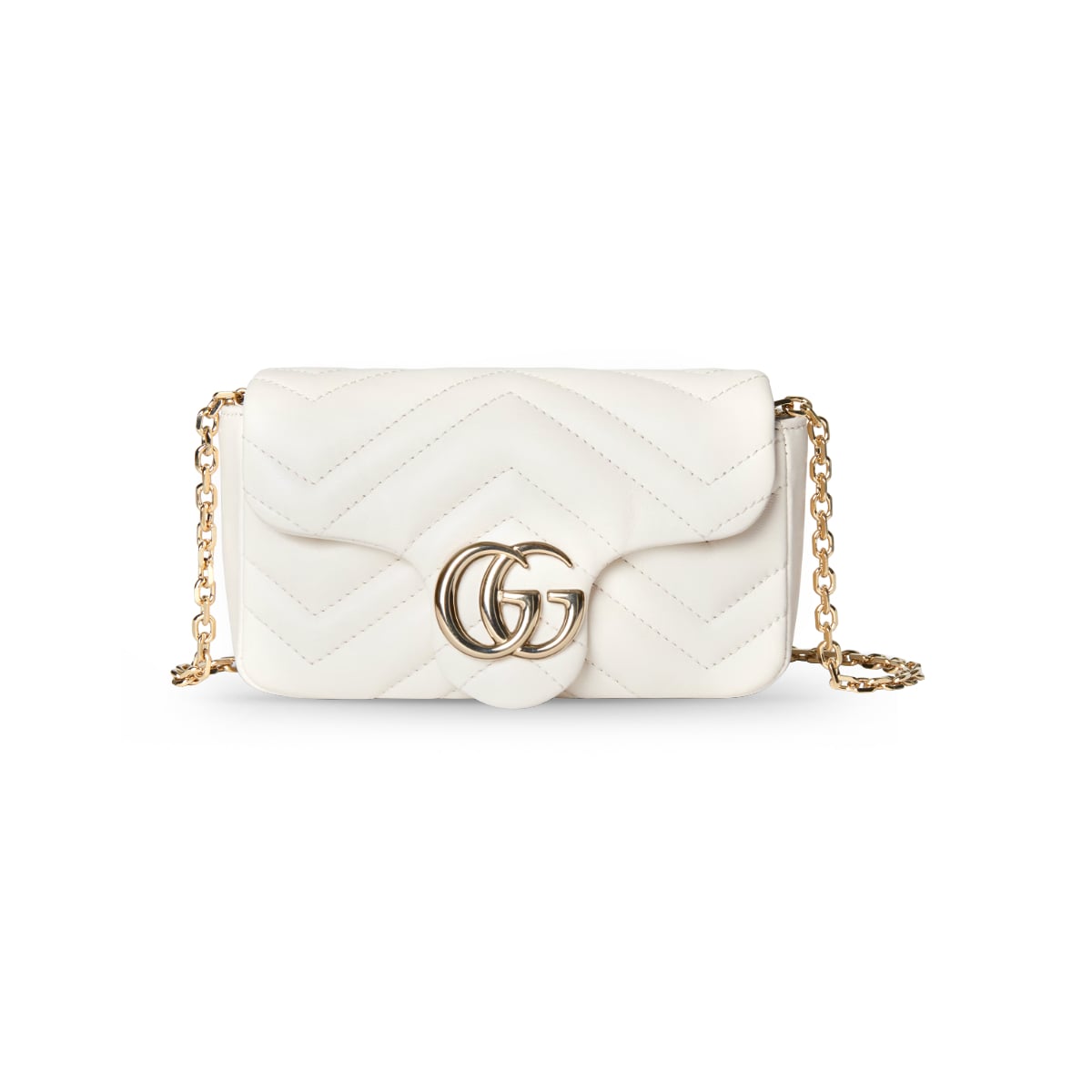 GG Marmont Mini Shoulder Bag Leather White LGHW