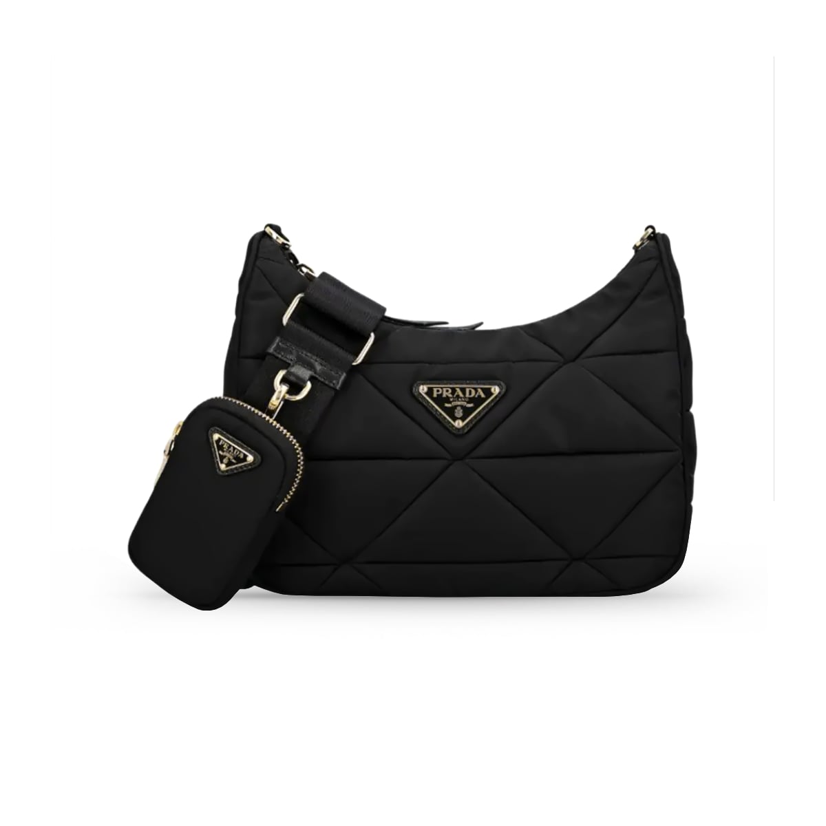 Re-Nylon Padded Shoulder Bag Black GHW